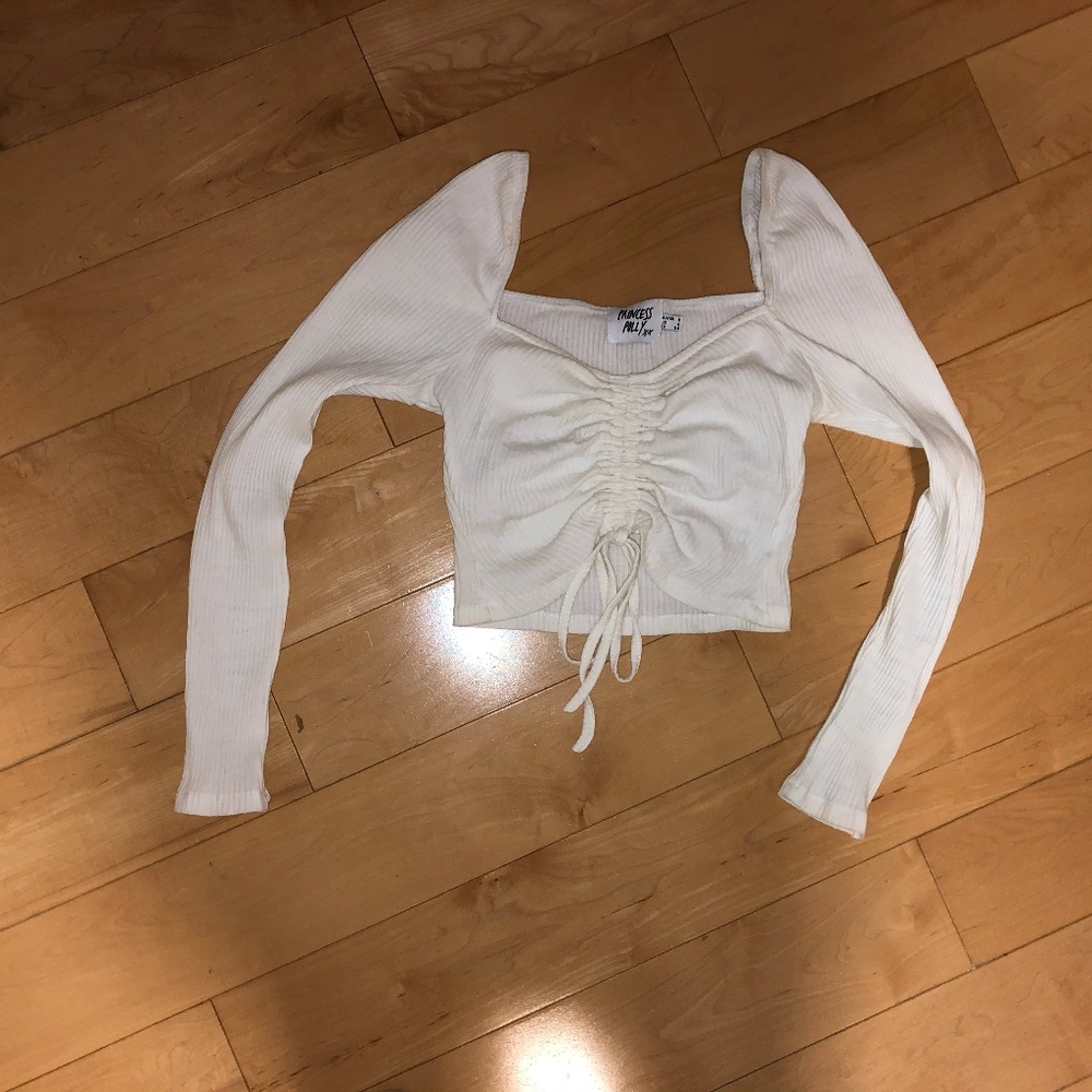 Princess Polly White Long Sleeve Crop Top